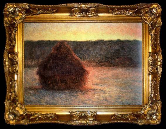 framed  Claude Monet hay stack at sunset,frosty weather, ta009-2